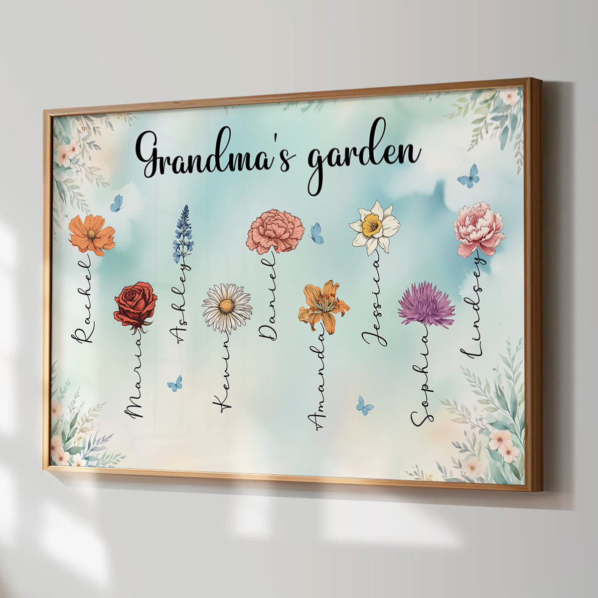 Vintage Grandma's Garden Birth Month Flowers Personalized Poster, Gift For Grandma, Mom
