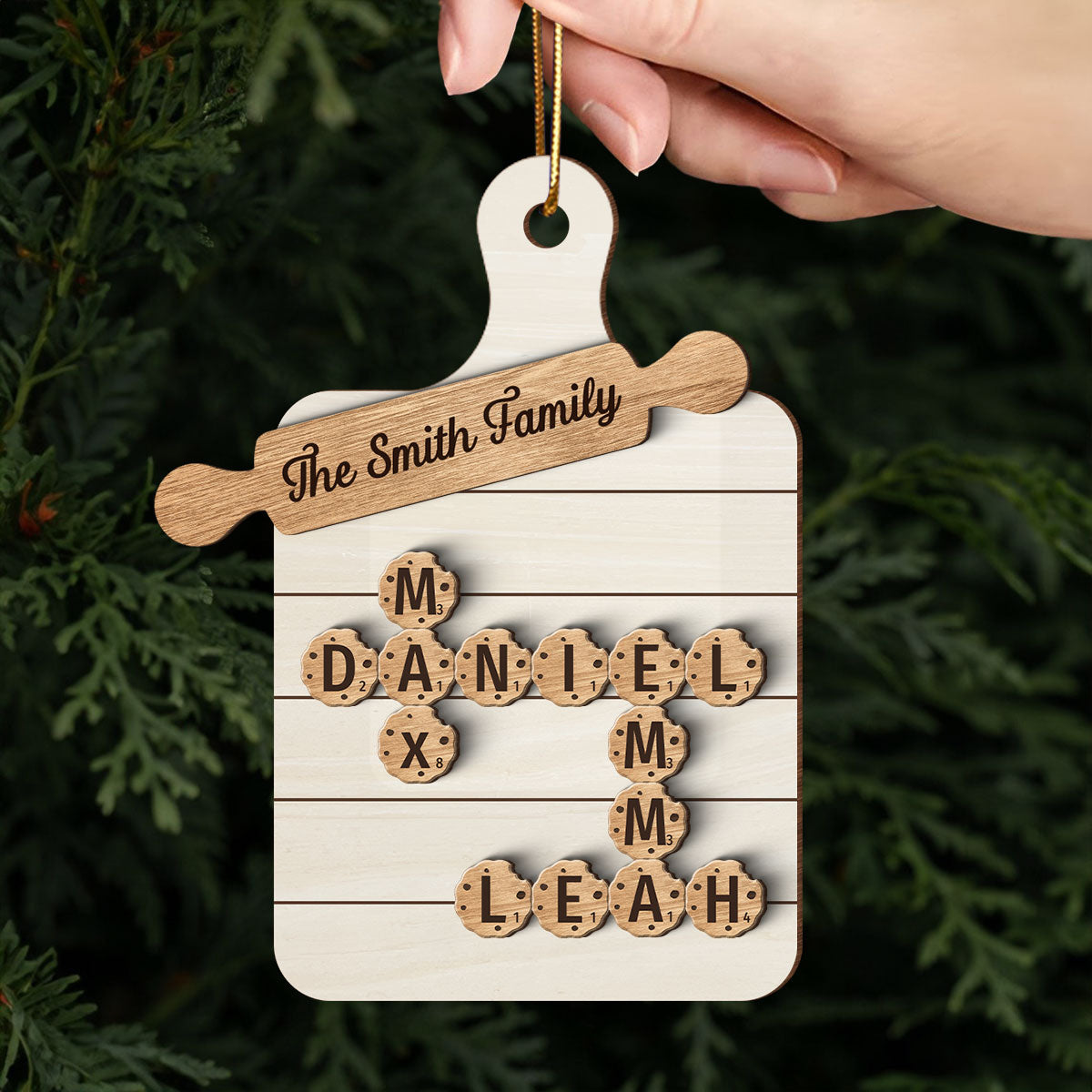 Cookie Board Crossword Puzzle, Family Grandm Santas Favorites, Personalized 2-Layer Wooden Ornament
