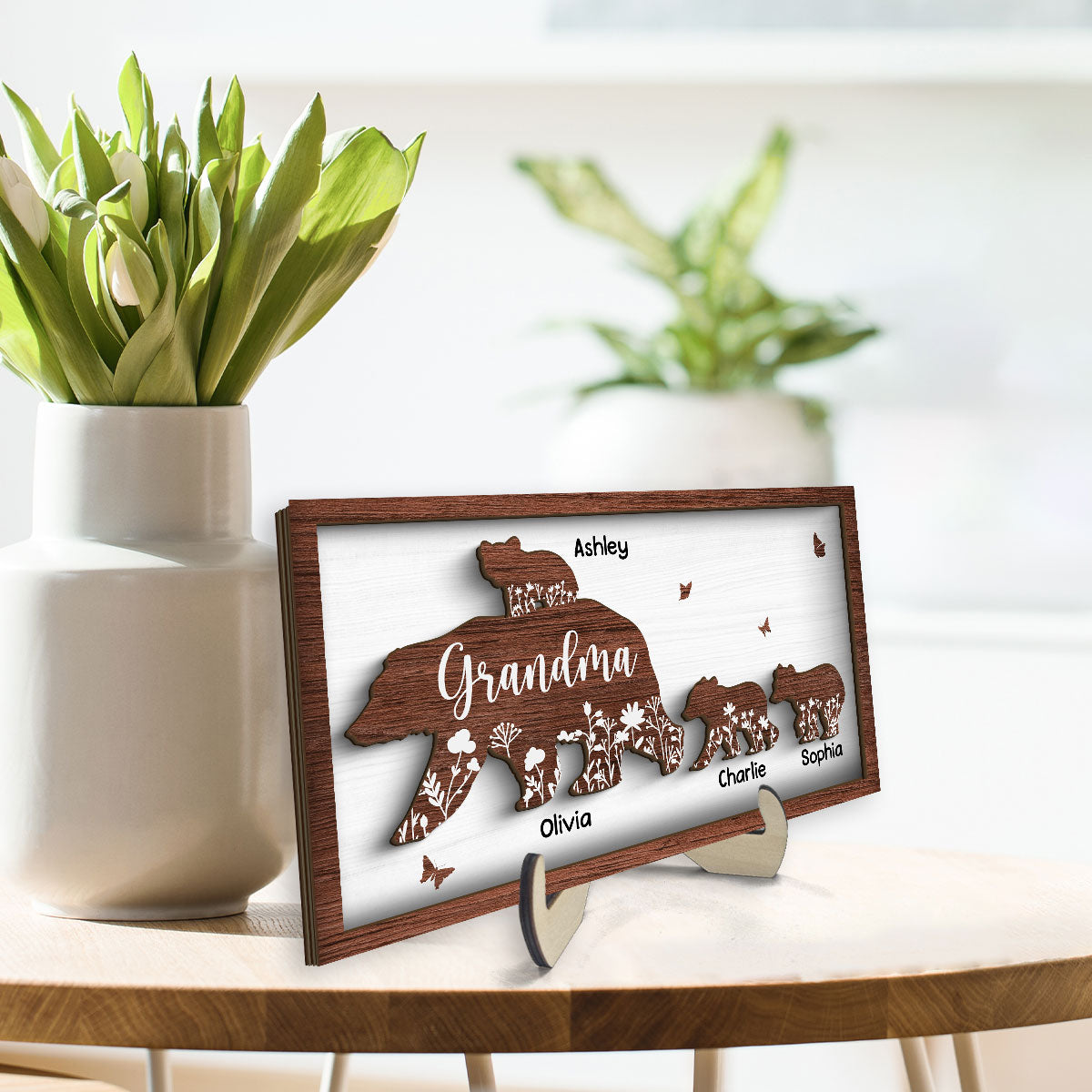 Mama Grandma Bear Personalized 2-layer Wooden Plaque