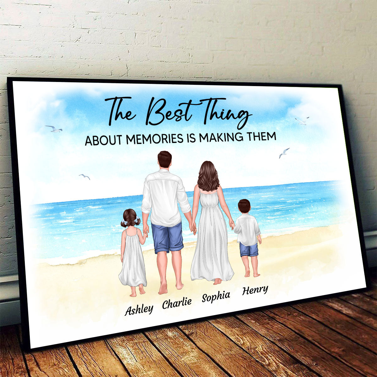 Summer Family Walking Back View Personalized Horizontal Poster