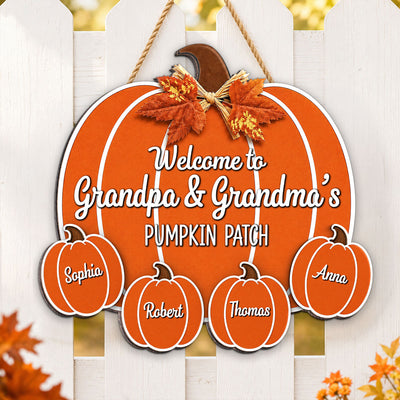 Fall Season Vibe Welcome To Grandma Grandpa Pumpkin Patch - Personalized Wood Sign - Fall Decoration For Grandparents