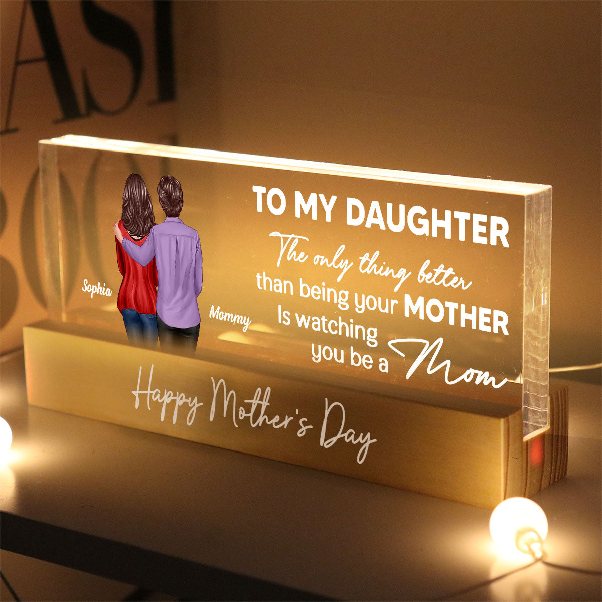 To My Daughter From Mom Personalized Acrylic Block LED Night Light