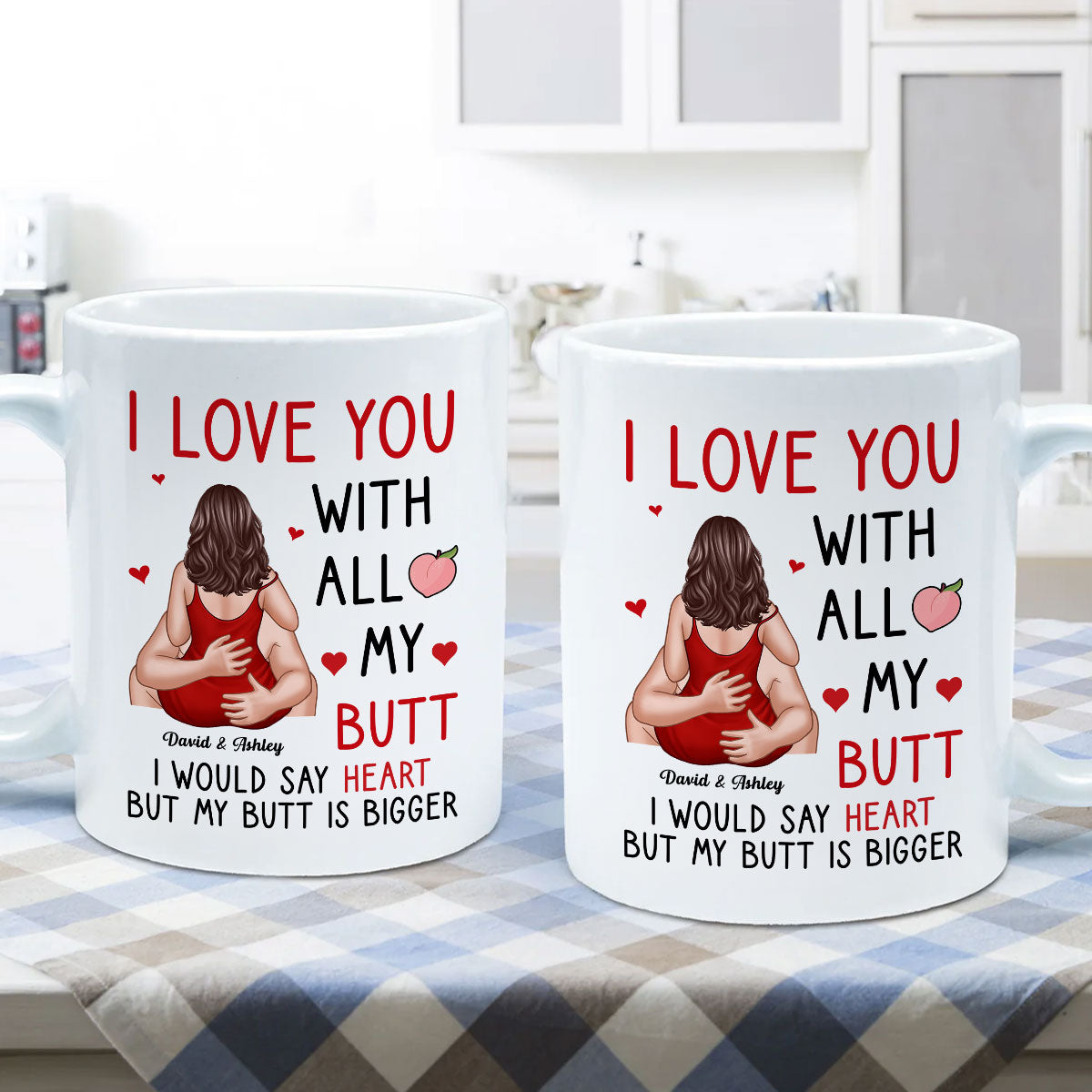 Couple Kiss Love You With All My Butt Funny Gift For Him For Her Personalized Mug