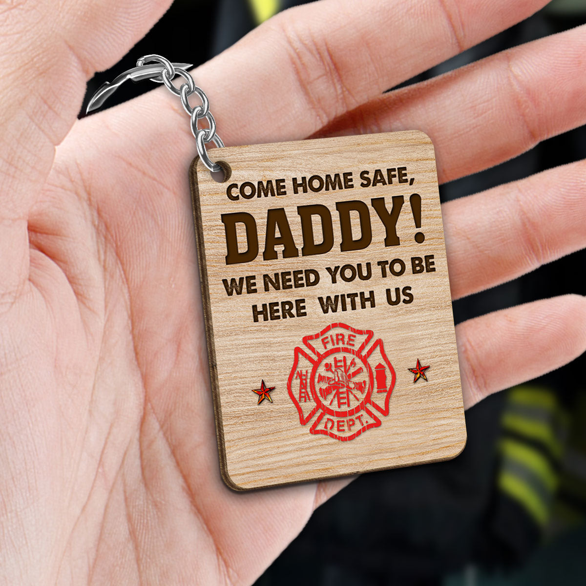 Everyday Hero Keychain, Celebrating the Best Dad Ever, Personalized Wooden Keychain