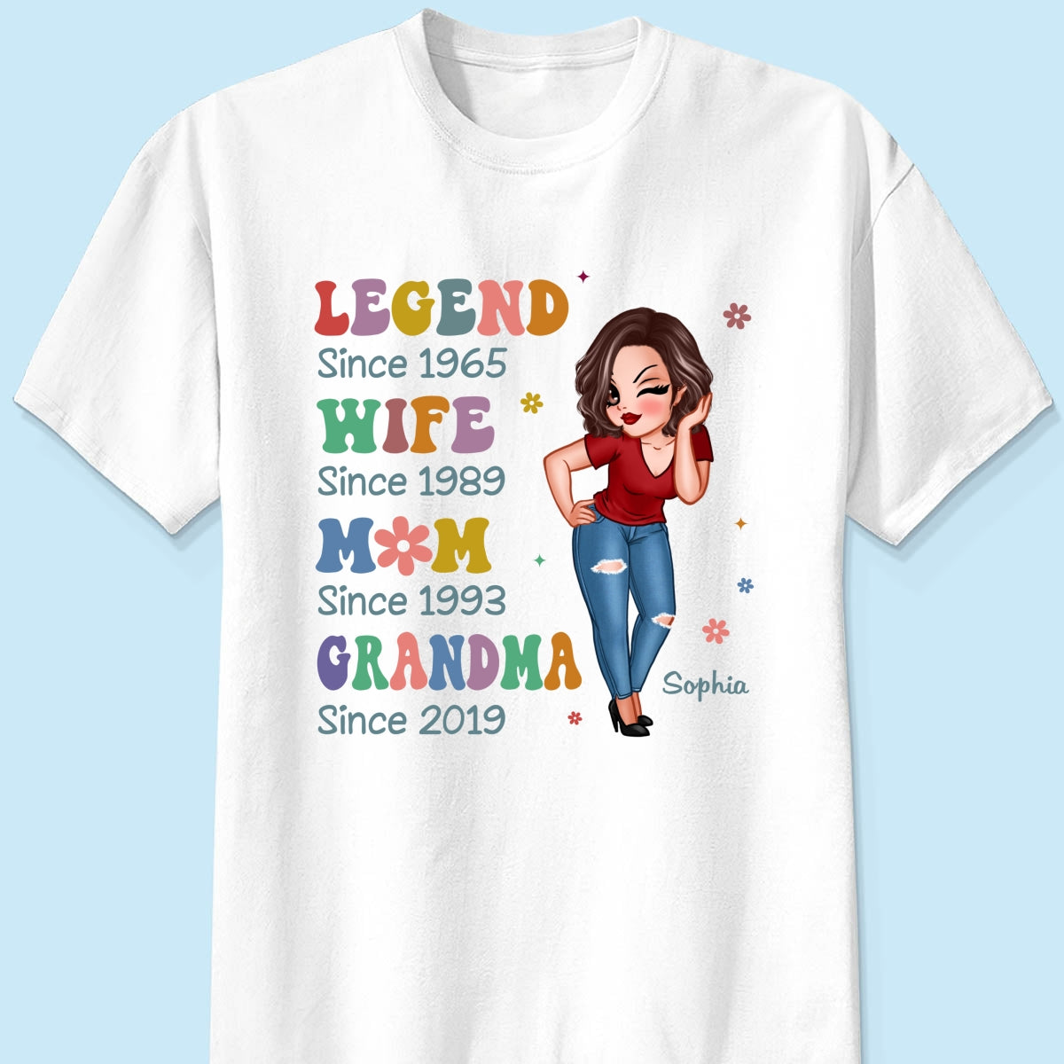 Half Colorful Legend Wife Mom Grandma Personalized Shirt