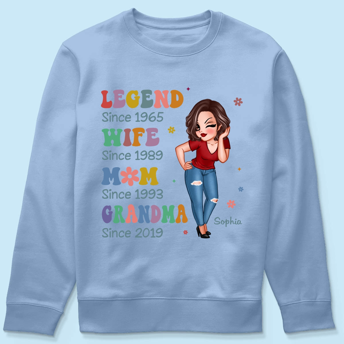 Half Colorful Legend Wife Mom Grandma Personalized Shirt