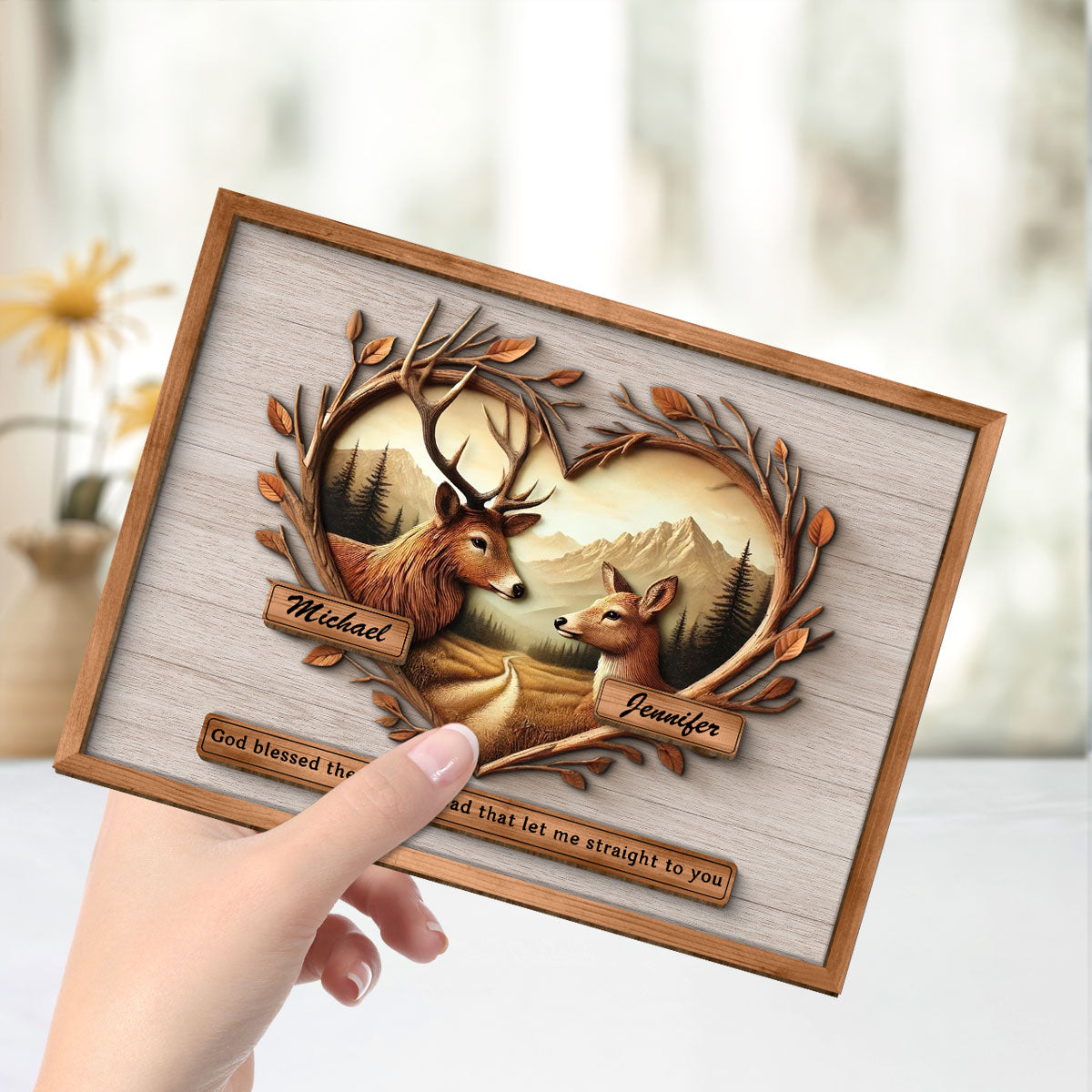 God Blessed The Broken Road That Let Me Straight To You Deer Love Scenery Poster, Best Couple Personalized Home Bedroom Decor, Gift For Couples, For Her, For Him