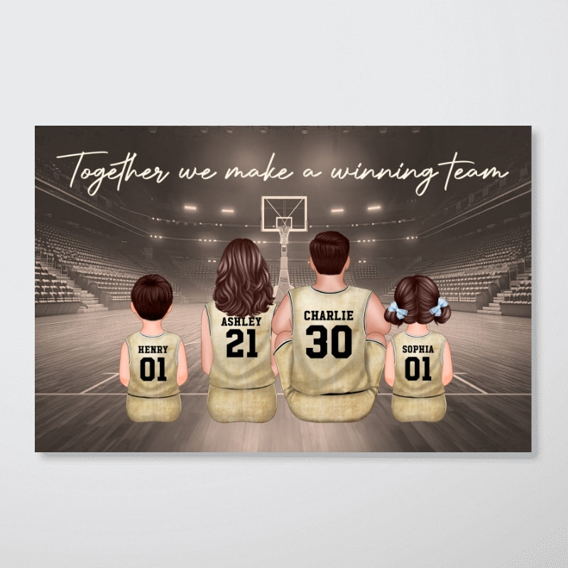 Retro Basketball Family Sitting Personalized Poster, Meaningful Father's Day Gift for Dad, Gift for Husband