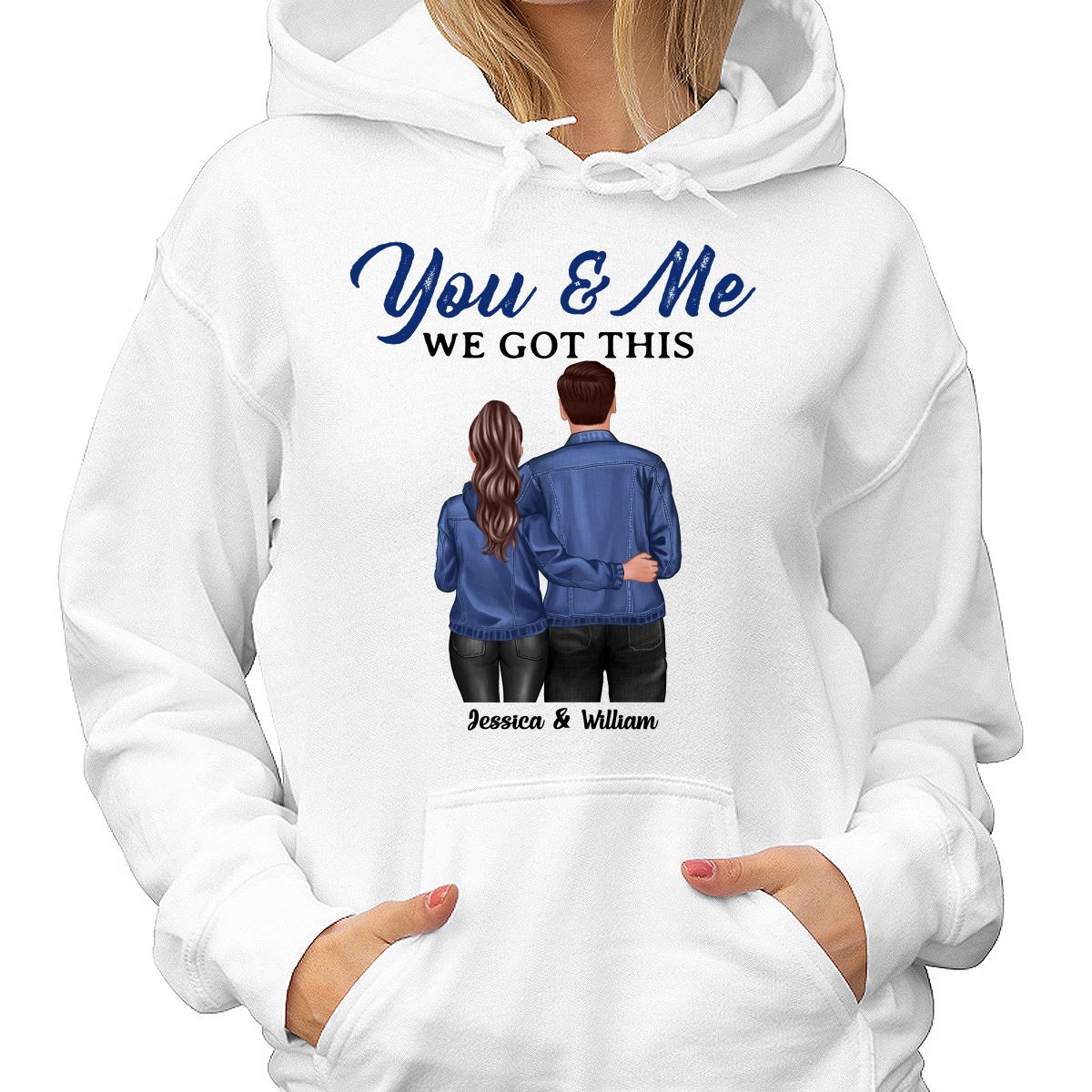 Denim Back View Couple Standing Hugging Personalized Shirt