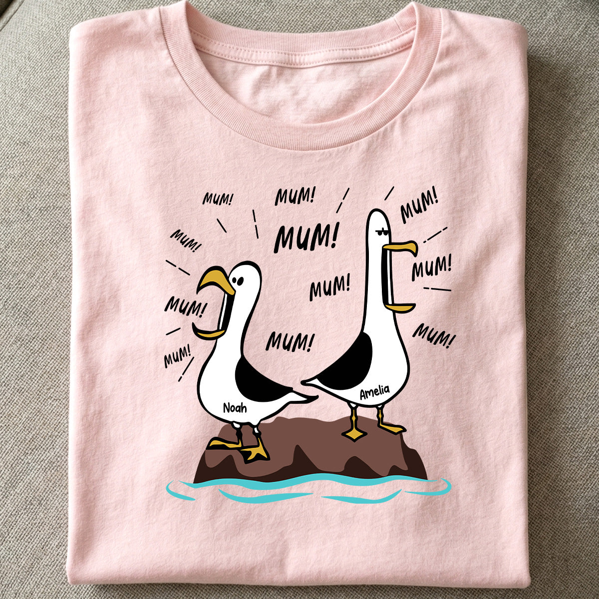 Seagull Mum Mum Mum Custom Name - Personalised Shirt - Funny Mother's Day Gift For Mum