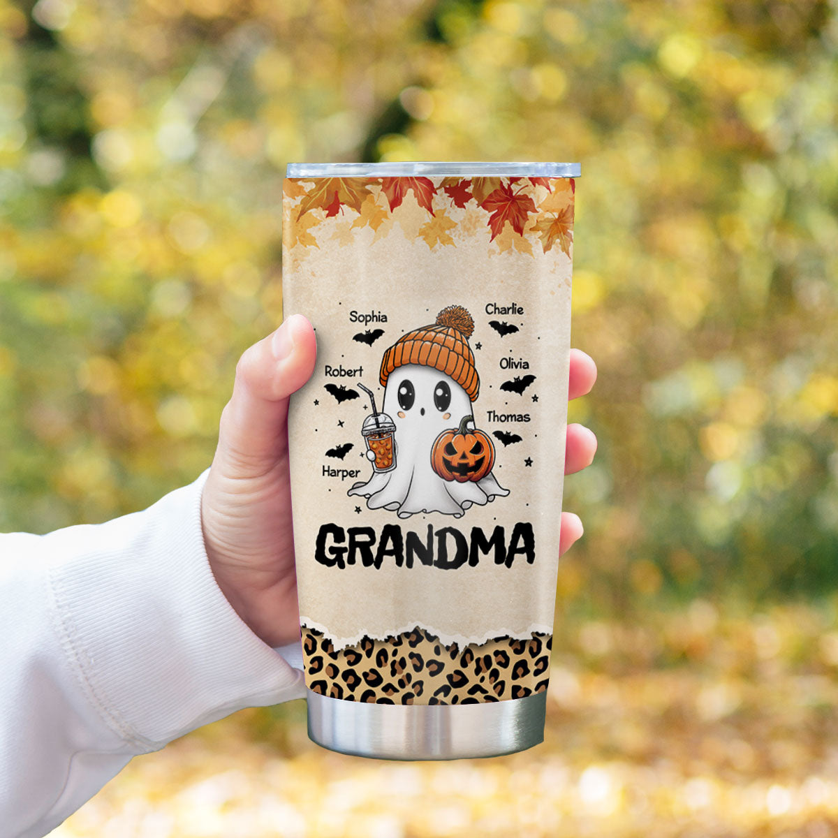 Fall Season Halloween Grandma Boo Personalized Tumbler