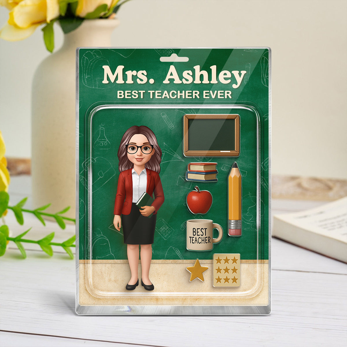 Teacher Action Figure Personalized Acrylic Block, Back To School Gift, Teacher Appreciation Gift