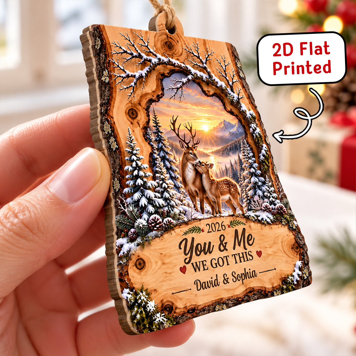 Deer Couple We Got This - Personalized Wooden Ornament - Heartfelt Christmas Gift for Her, for Him