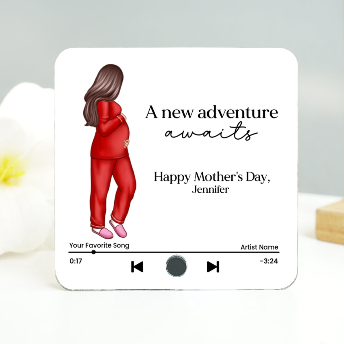 Pregnant Wife Personalized Music Fridge Magnet, Perfect Gift For Pregnant Wife, Custom Favorite Song As Messages