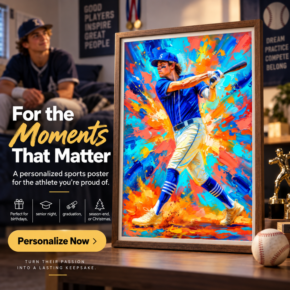 Modern Sport Photos Insert - Personalized Poster - Gift For Boy, Girl