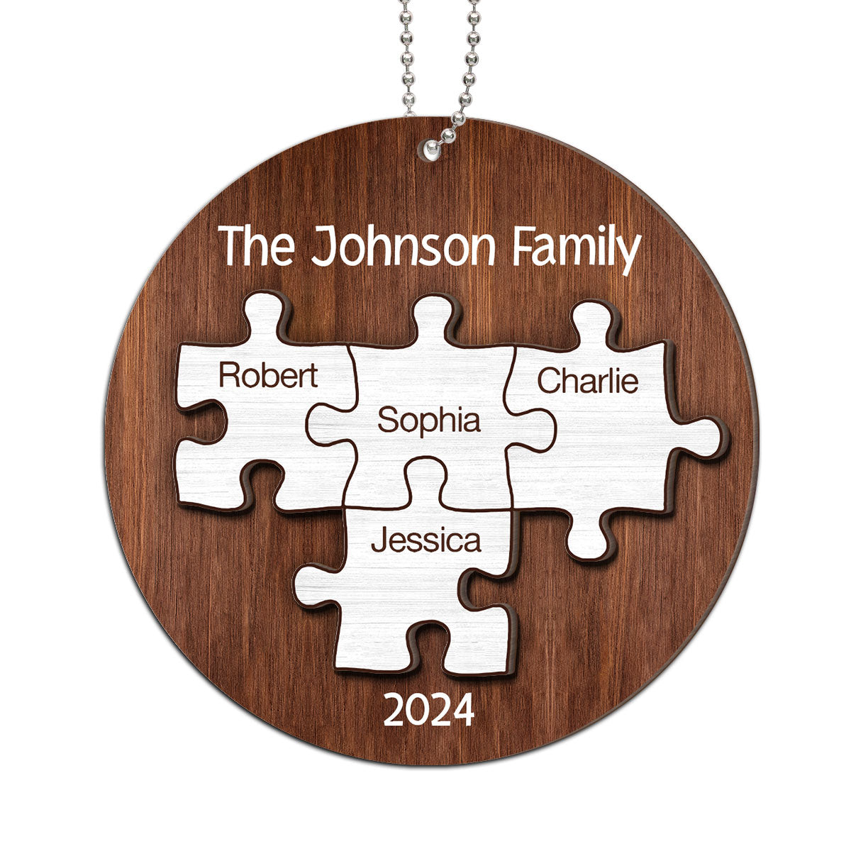 Pieces Of Our Family Christmas Keepsake Personalized 2-Layer Wooden Ornament