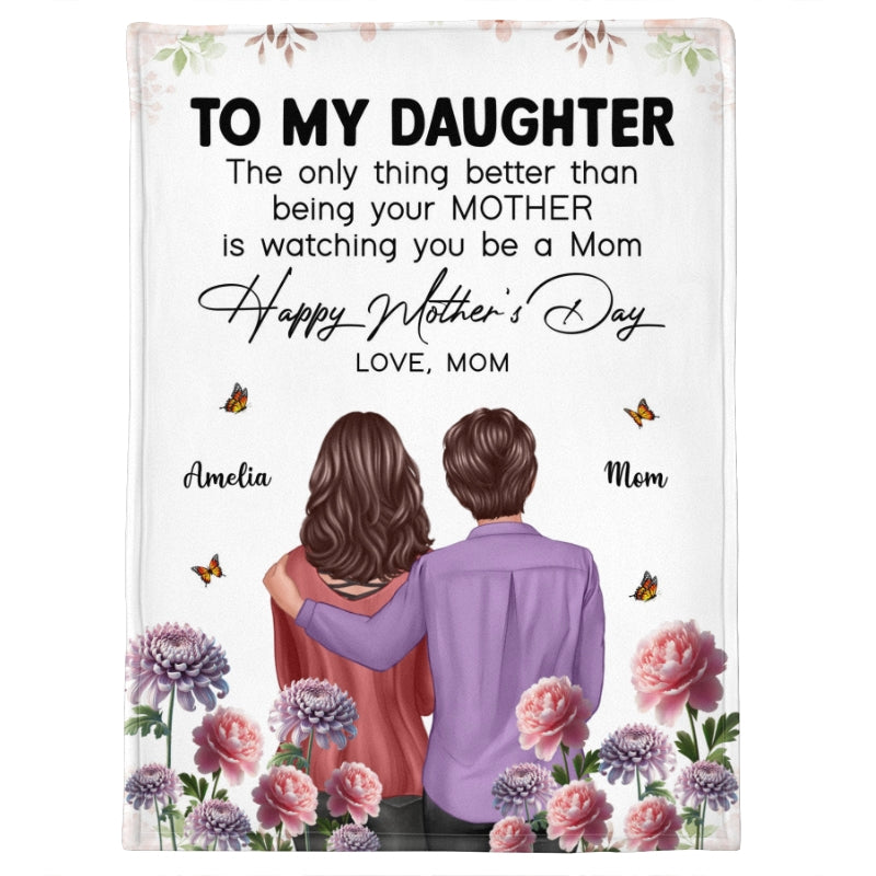 To My Daughter From Mom Happy Mother's Day Birth Flower Personalized Fleece Blanket, Gift For Daughter