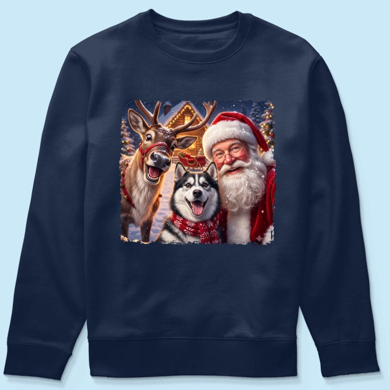 Dog Cat Selfie with Santa - Personalized Shirt - Funny Christmas Gift for Pet Lovers