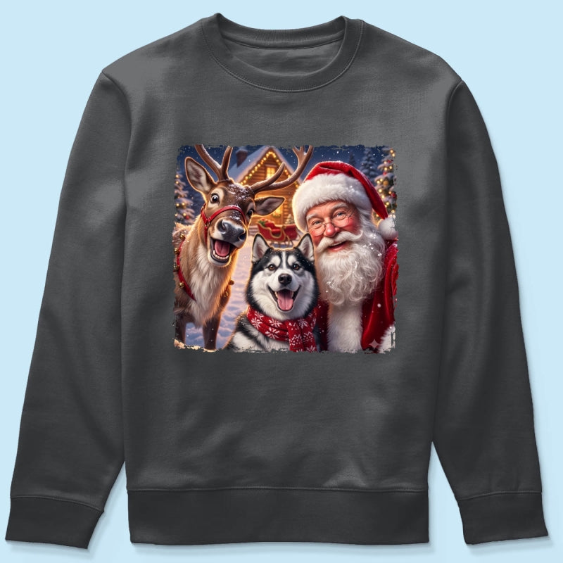 Dog Cat Selfie with Santa - Personalized Shirt - Funny Christmas Gift for Pet Lovers
