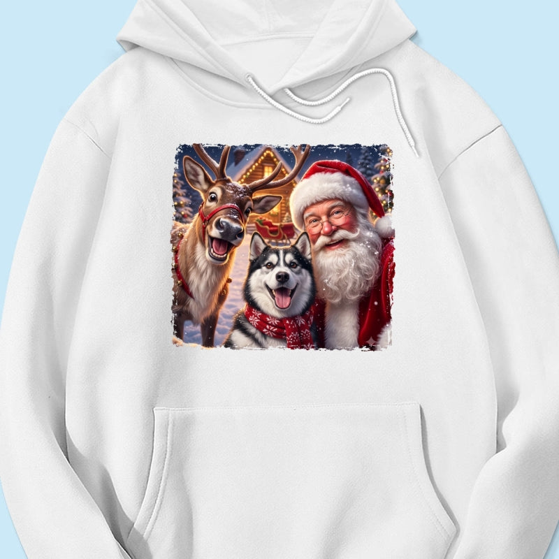 Dog Cat Selfie with Santa - Personalized Shirt - Funny Christmas Gift for Pet Lovers