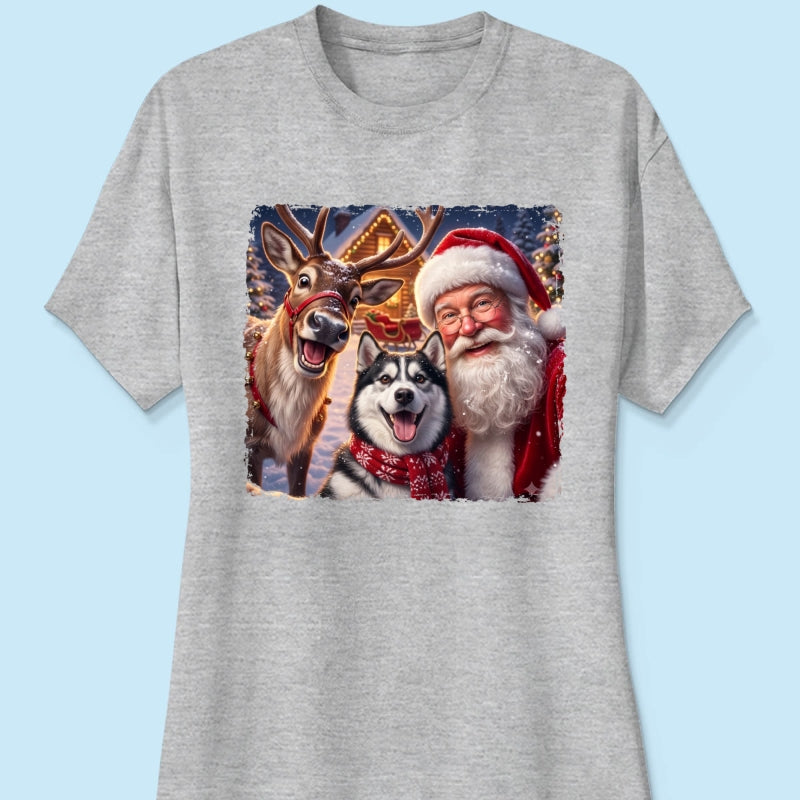 Dog Cat Selfie with Santa - Personalized Shirt - Funny Christmas Gift for Pet Lovers