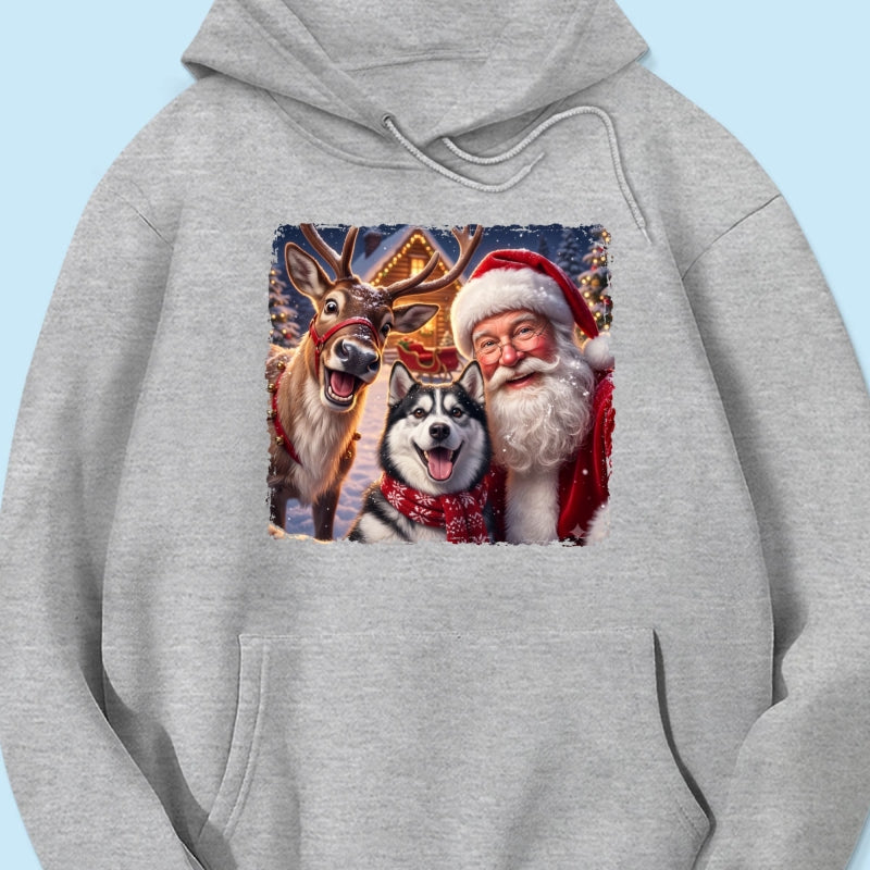 Dog Cat Selfie with Santa - Personalized Shirt - Funny Christmas Gift for Pet Lovers