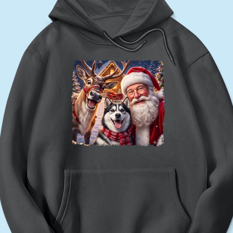 Dog Cat Selfie with Santa - Personalized Shirt - Funny Christmas Gift for Pet Lovers