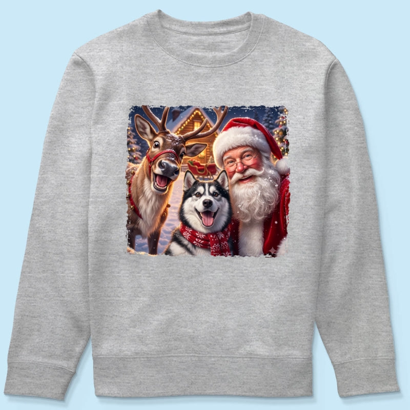 Dog Cat Selfie with Santa - Personalized Shirt - Funny Christmas Gift for Pet Lovers