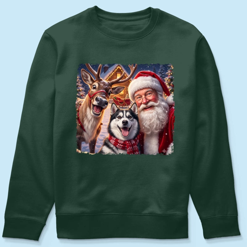 Dog Cat Selfie with Santa - Personalized Shirt - Funny Christmas Gift for Pet Lovers