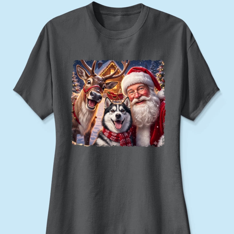Dog Cat Selfie with Santa - Personalized Shirt - Funny Christmas Gift for Pet Lovers