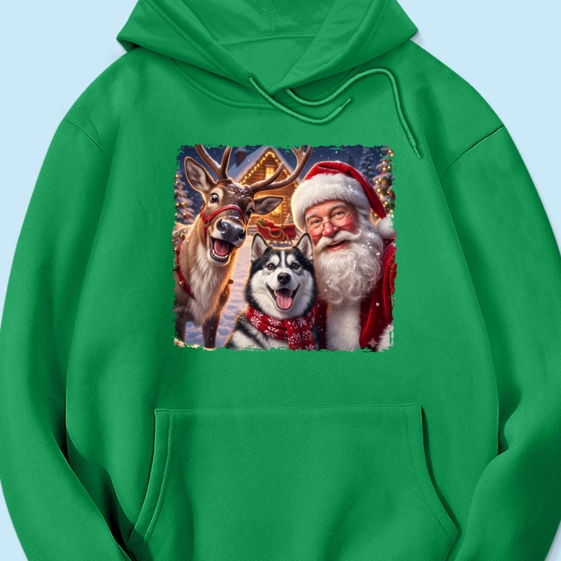 Dog Cat Selfie with Santa - Personalized Shirt - Funny Christmas Gift for Pet Lovers