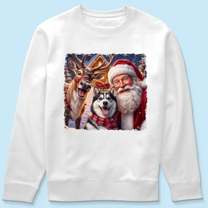 Dog Cat Selfie with Santa - Personalized Shirt - Funny Christmas Gift for Pet Lovers