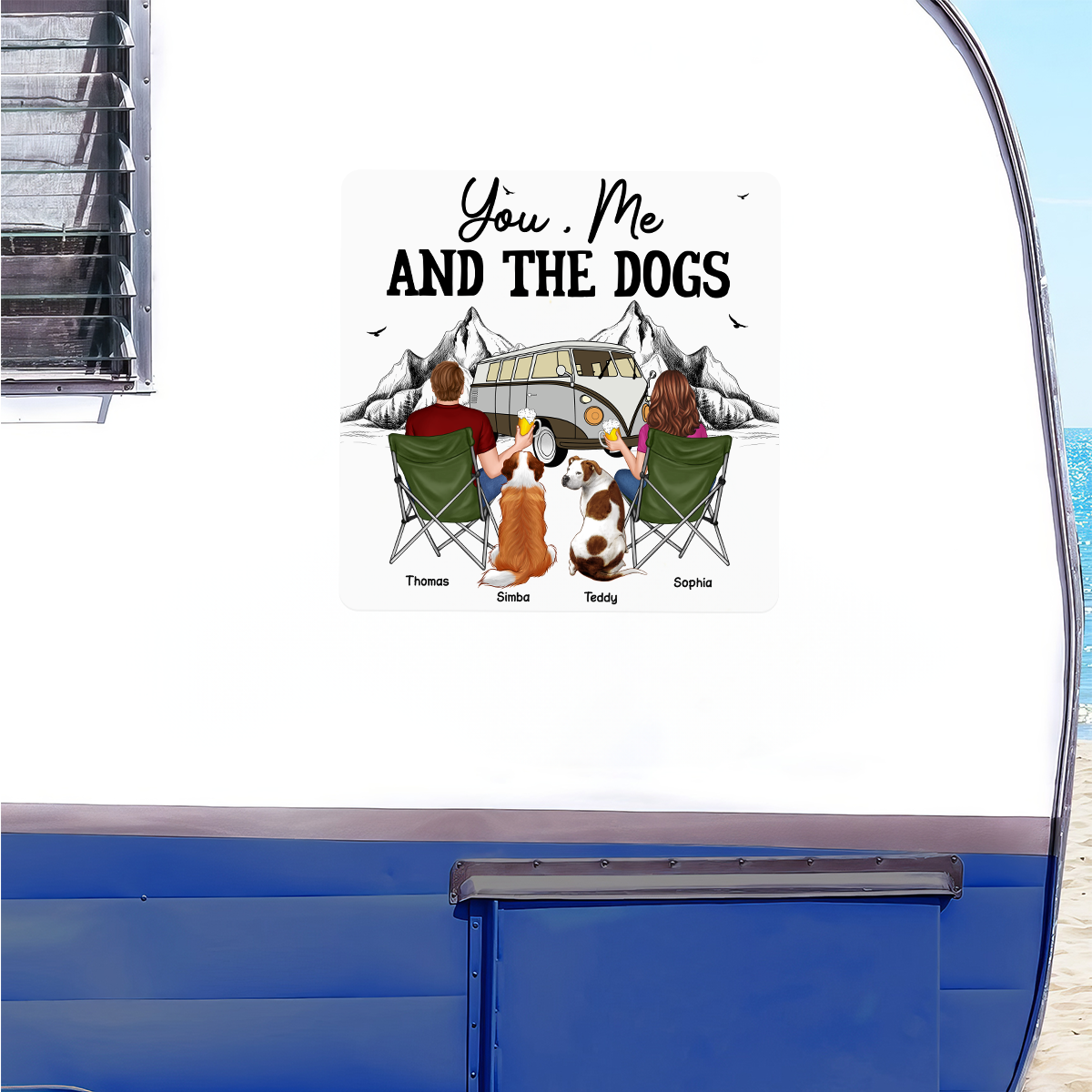 You Me And The Dogs Cats Camping Personalized RV Decal