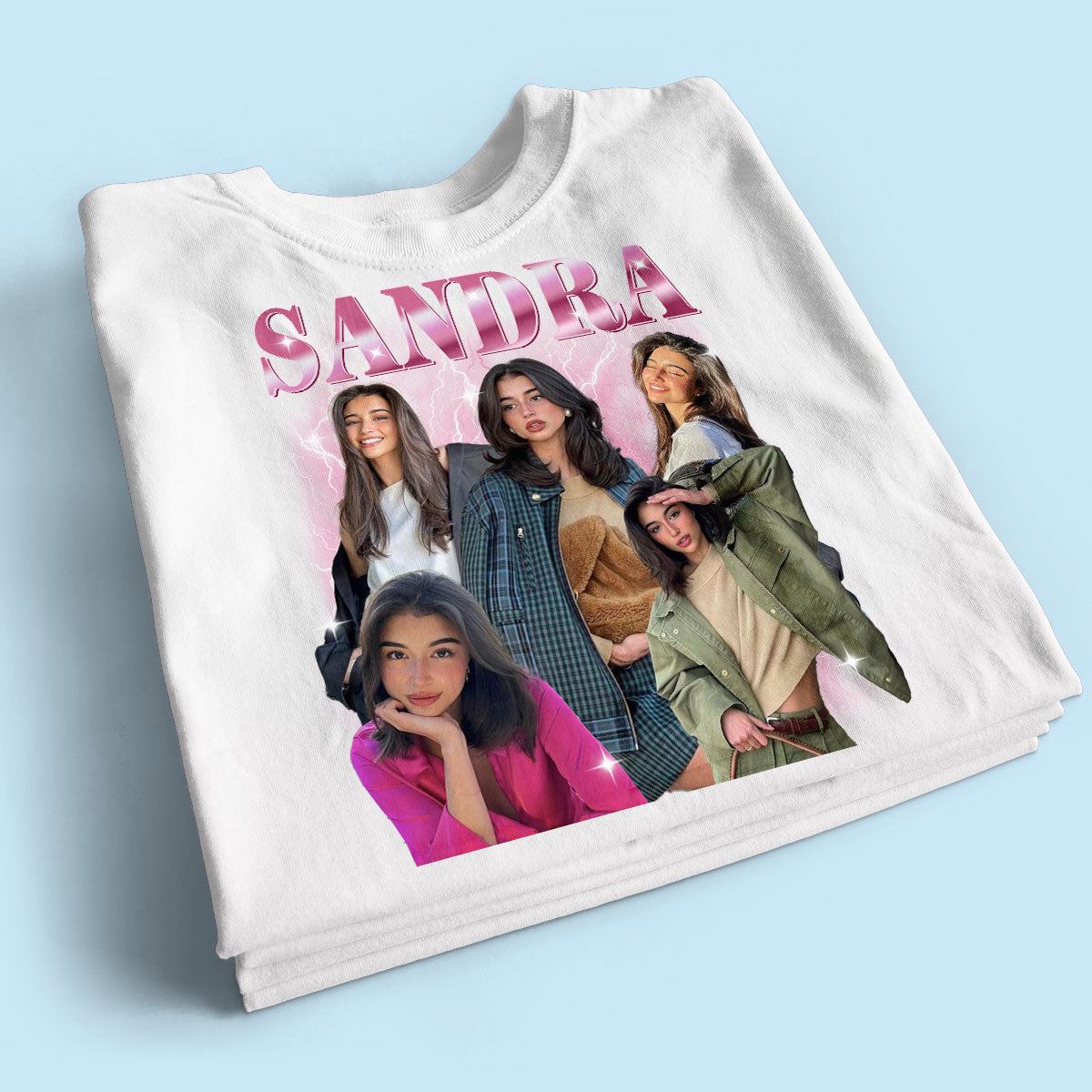 Custom Photo Bootleg Girlfriend 6 Face 90s Retro Vintage T-Shirt, Shirt with Face on It for Boyfriend Birthday Gift, Pictures Tee for Couple