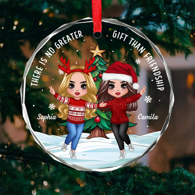 Happy Besties And Christmas Tree Personalized Glass Ornament, Christmas Gift For Him, For Her