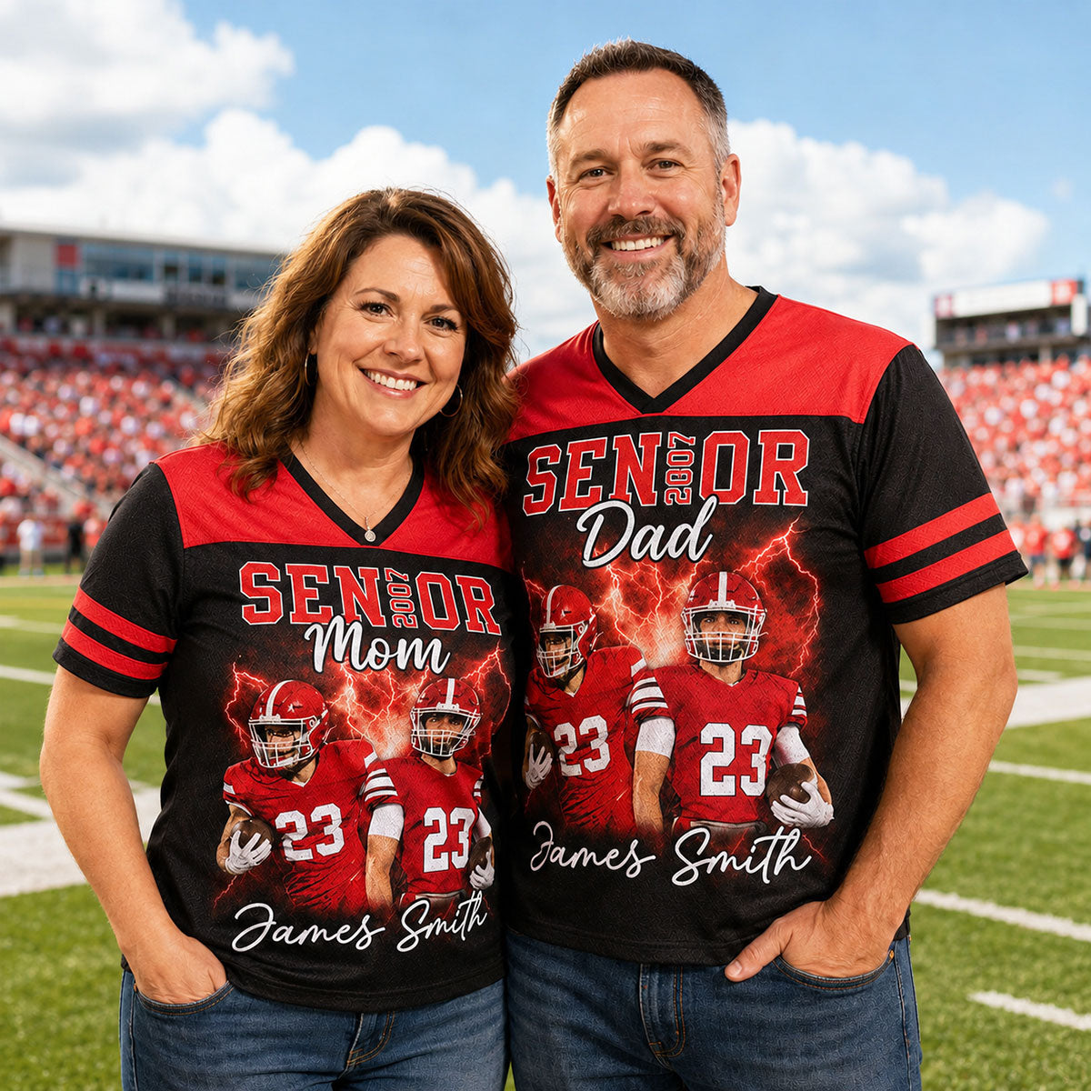Proud Family Of Sport Senior - Personalized Football Jersey - Senior Night Shirt For Family, For Football Mom, Dad