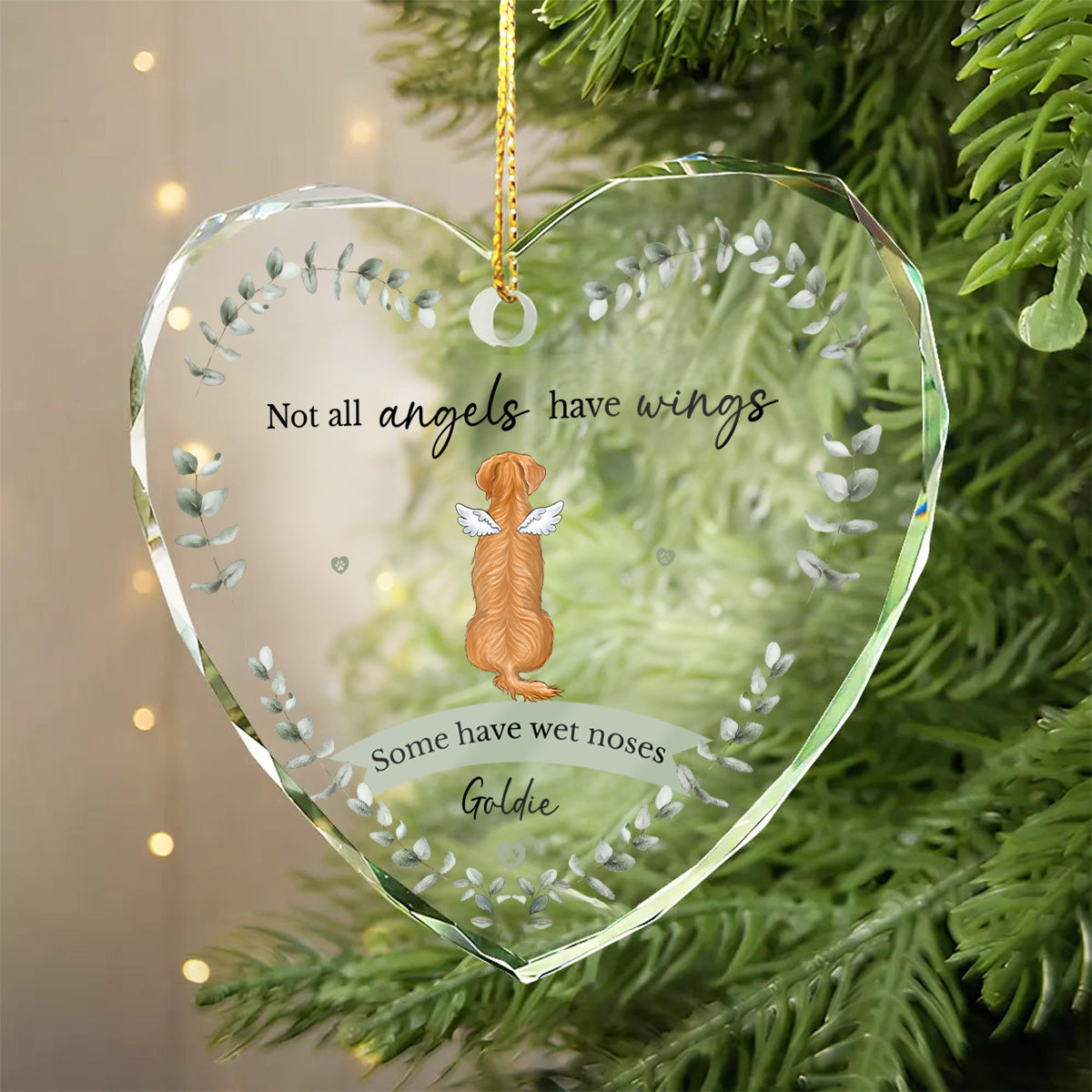 Not All Angels Have Wings Dog Memorial - Personalized Glass Ornament - Christmas Sympathy Remembrance Keepsake