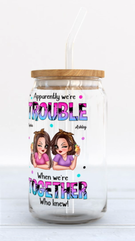 Summer Besties Sassy Women Personalized Clear Glass Can