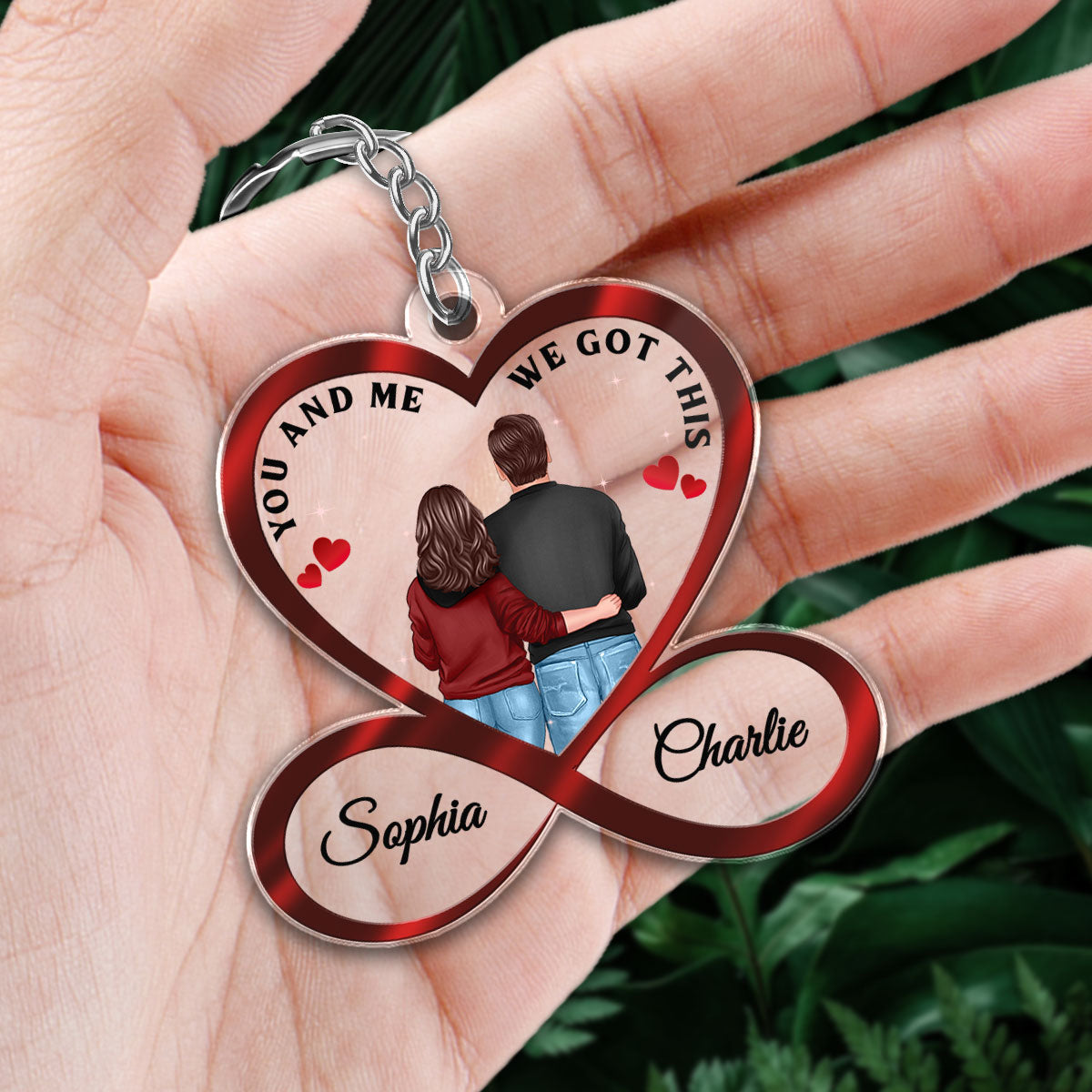 Infinity Heart Couple Back View Standing Anniversary Gift For Him Gift For Her Personalized Acrylic Keychain
