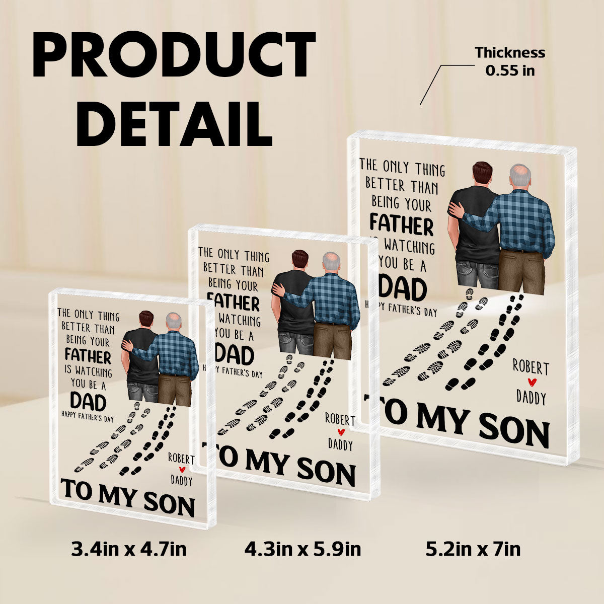 To My Son From Mom Dad Footprints Personalized Acrylic Block, Father's Day gift