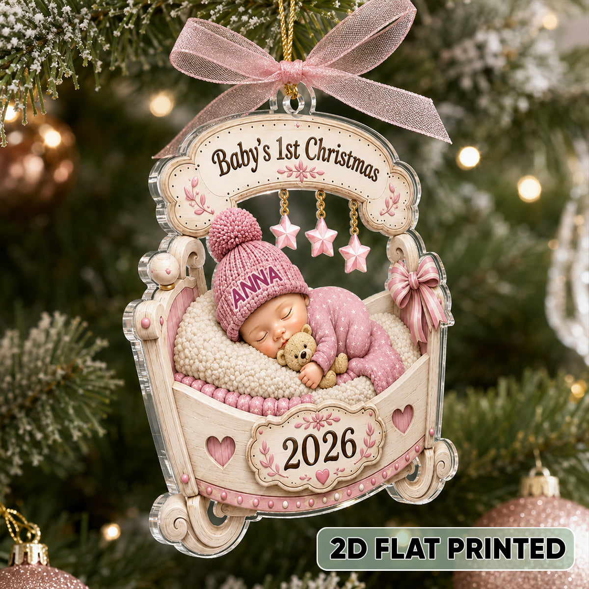 Baby Sleeping First Christmas - Personalized Acrylic Ornament - Christmas Gift for Baby Boy Girl, New Mom, New Dad