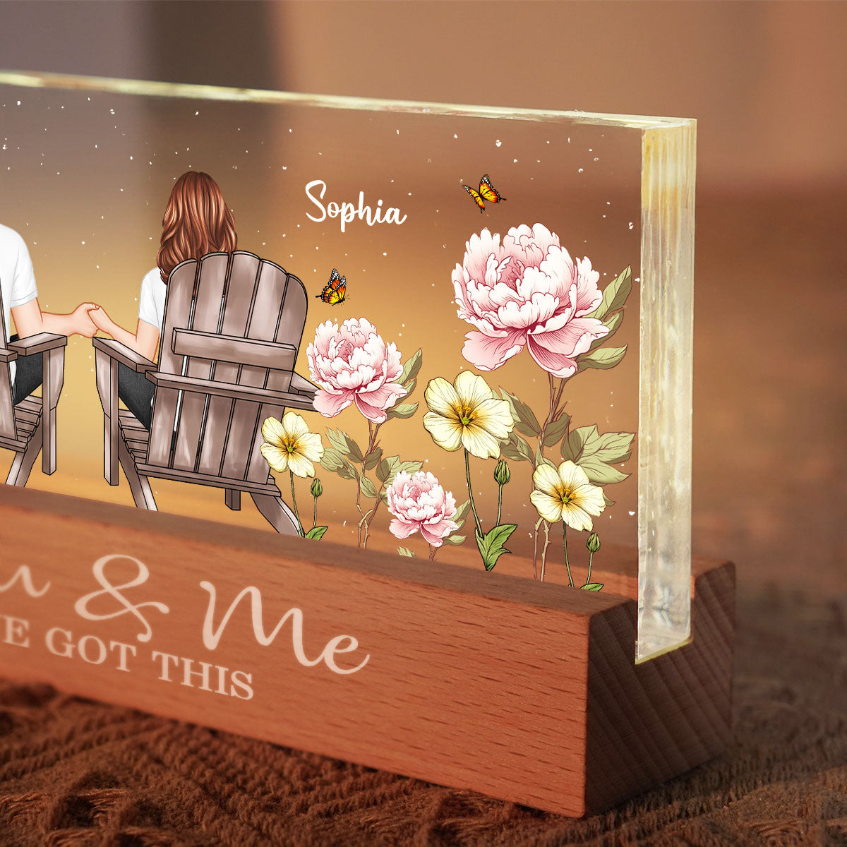 Eternal Love Couple Custom Birth Month Flower - Personalized Acrylic Block LED Night Light - Heartfelt Gift For Couple, For Him, For Her, Boyfriend, Girlfriend, Husband, Wife