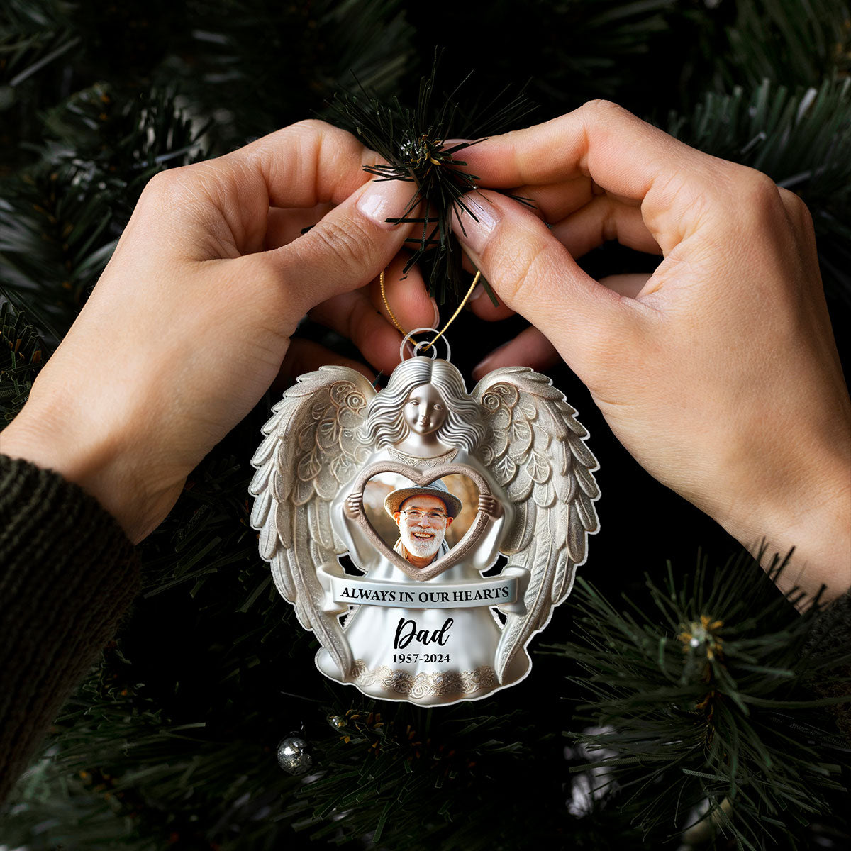 Angel Among Us Upload Photo Memorial Acrylic Ornament, 2024 Personalized 3D Effect Memorial Ornament, Heartfelt Memorial Keepsake For Your Loved One