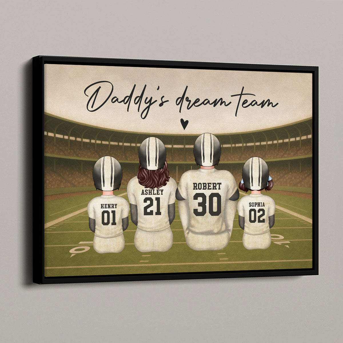Retro Vintage American Football Daddy's Dream Team Personalized Poster| Unique Father's Day Gift For Dad