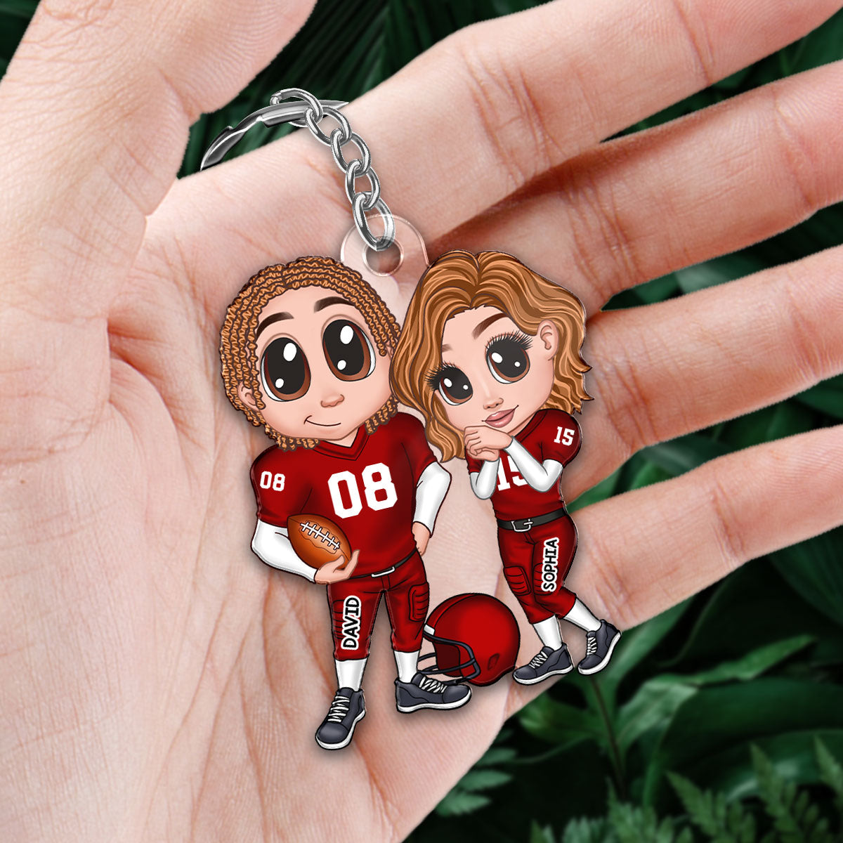 American Football Couple Y2K Style Personalized Acrylic Keychain,  Gift For Couples