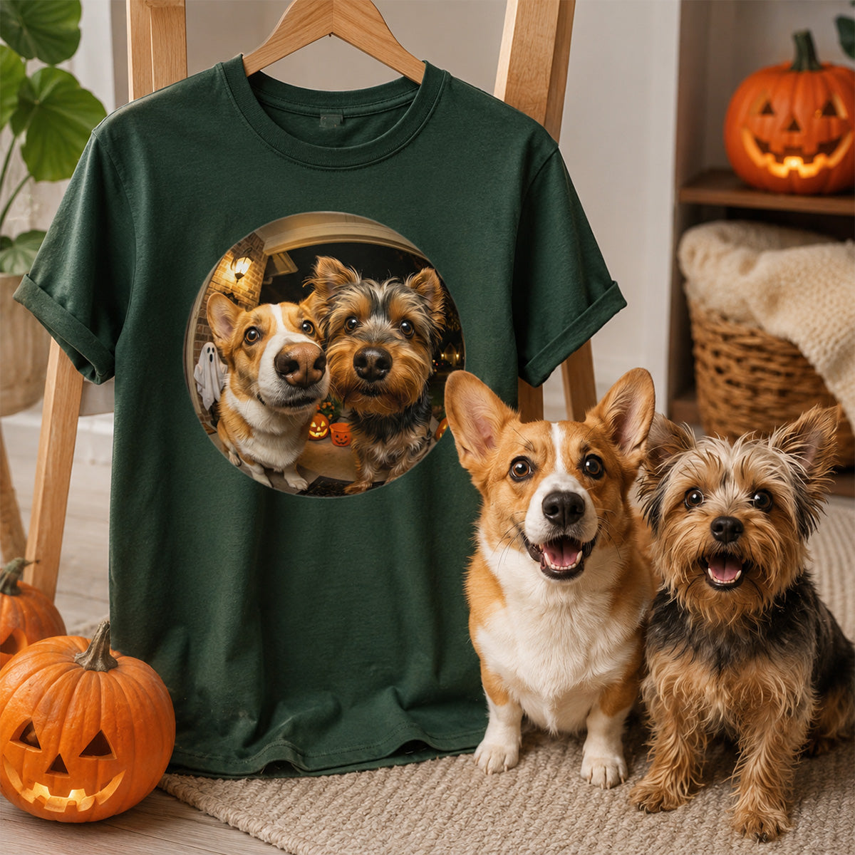 Funny Halloween Doorbell Pet Portrait From Photo - Personalized Shirt