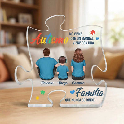 Autismo Viene Con Una Familia Que Nunca Se Rinde - Personalized Acrylic Block Plaque - Spanish Version