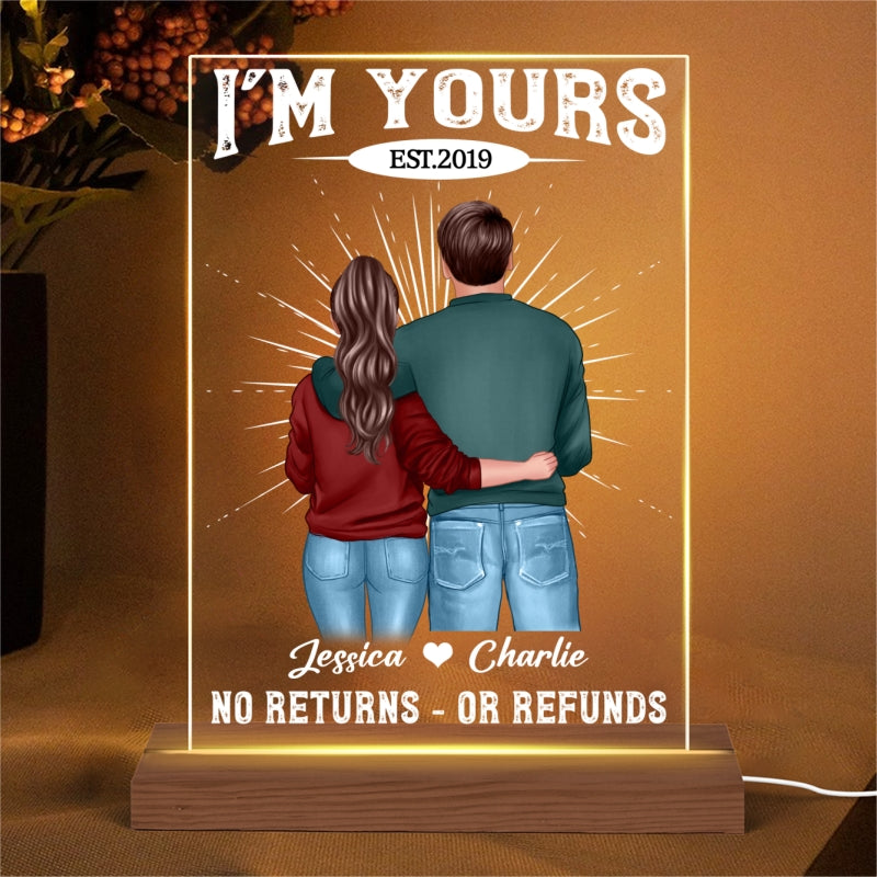 I‘m Yours Couple Gift For Him Gift For Her Personalized LED Night Light, Acrylic LED Lamp