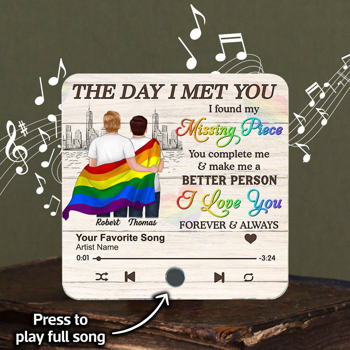 Pride Month LGBT Couple The Day I Met You Personalized Music Fridge Magnet, Gift For Couple