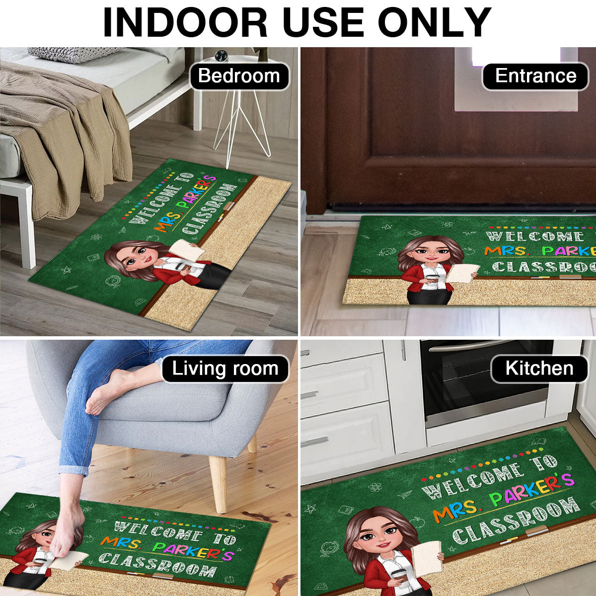 Classroom Green Board Welcome To Classroom Teacher Personalized Doormat
